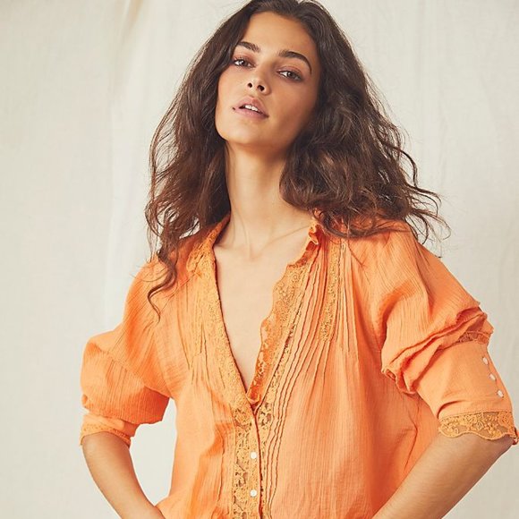 Free People Clemence Buttondown - Super Tropical Size XL - Picture 10 of 17